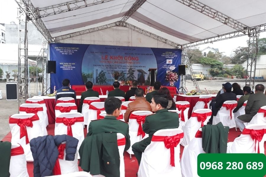 Việt Hà event cho thuê âm thanh trong sự kiện khởi công xây dựng của Danh Hài Chí Trung